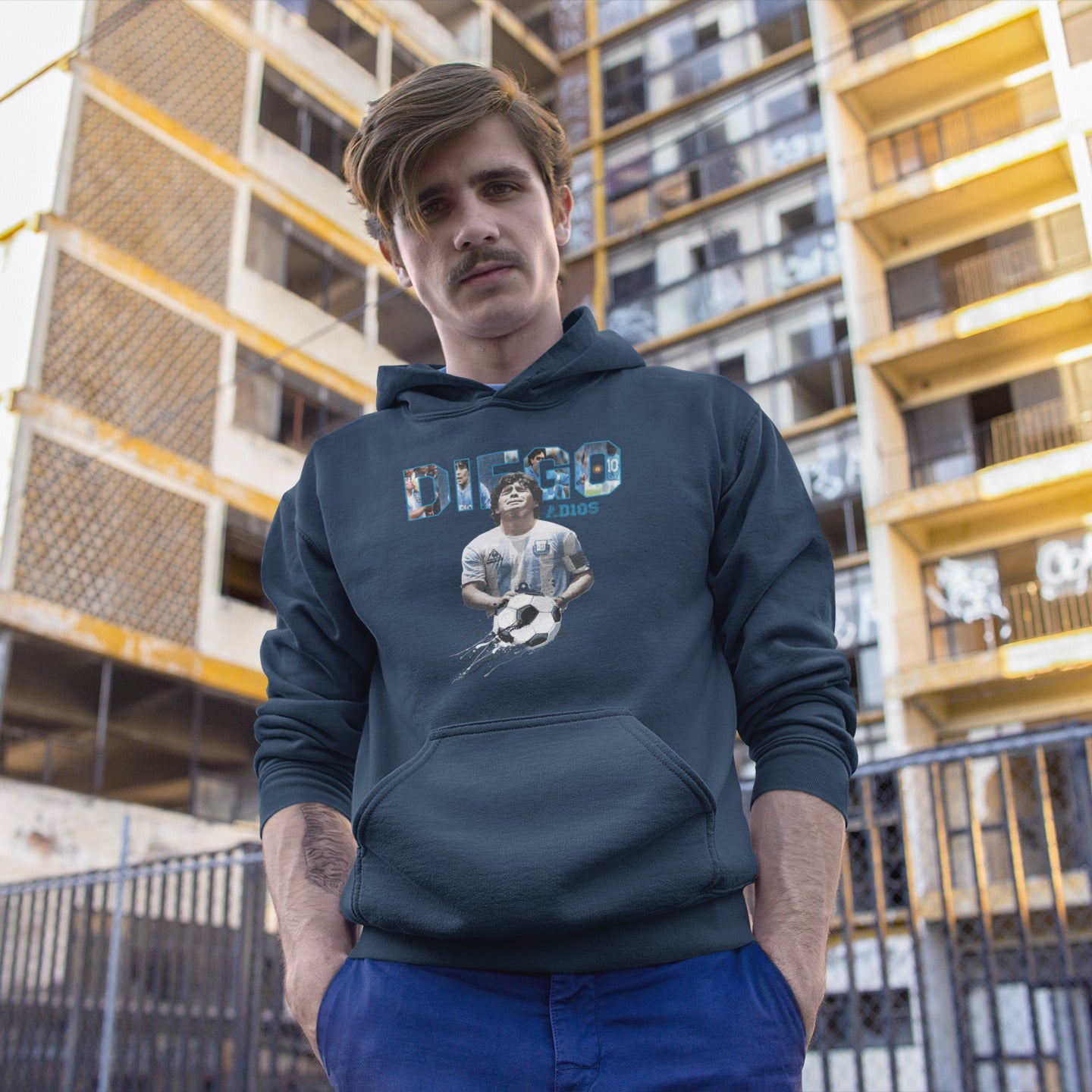 Sweat Diego Maradona Gris Avec Capuche – Pibe De Oro 10 – Tifoso Napoli
